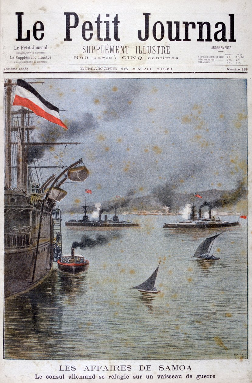 德国领事寻求在1899年的德国战舰上避难 作者 亨利·迈耶（Henri Meyer）