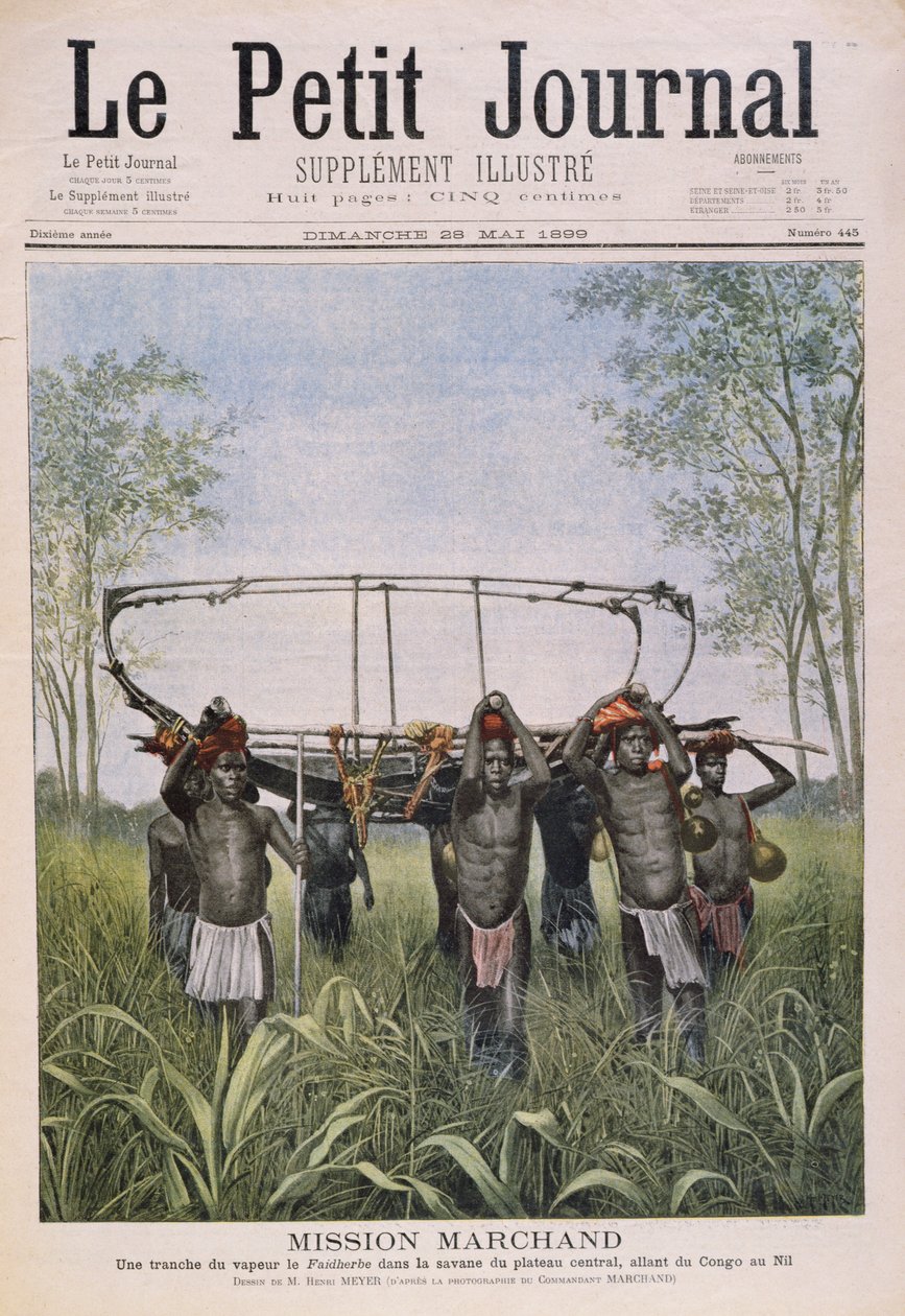 The Marchand Mission从刚果到尼罗河，来自Le Petit Journal，1899年5月28日 作者 亨利·迈耶（Henri Meyer）