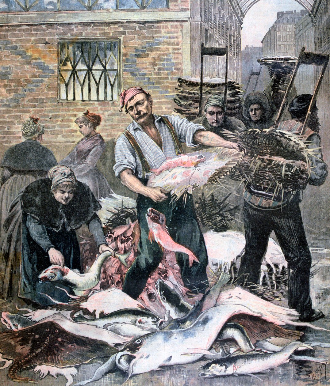 鱼市场，巴黎，1893年 作者 亨利·迈耶（Henri Meyer）