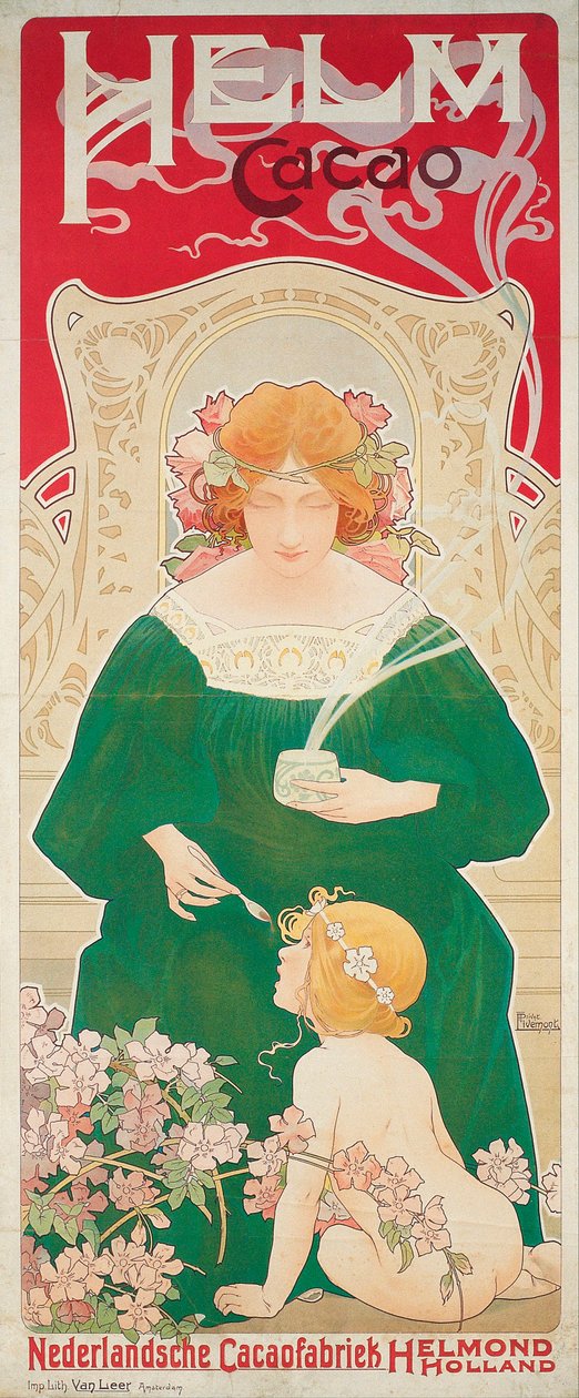 Helm Cacao - Henri Privat Livemont (Privat-Livemont) (1861-1936) 的作品 - 1899 - 彩色石版画 - 154,5x66,5 - 巴塞罗那加泰罗尼亚国家艺术博物馆 作者 亨利·安托万·西奥多·利弗蒙特