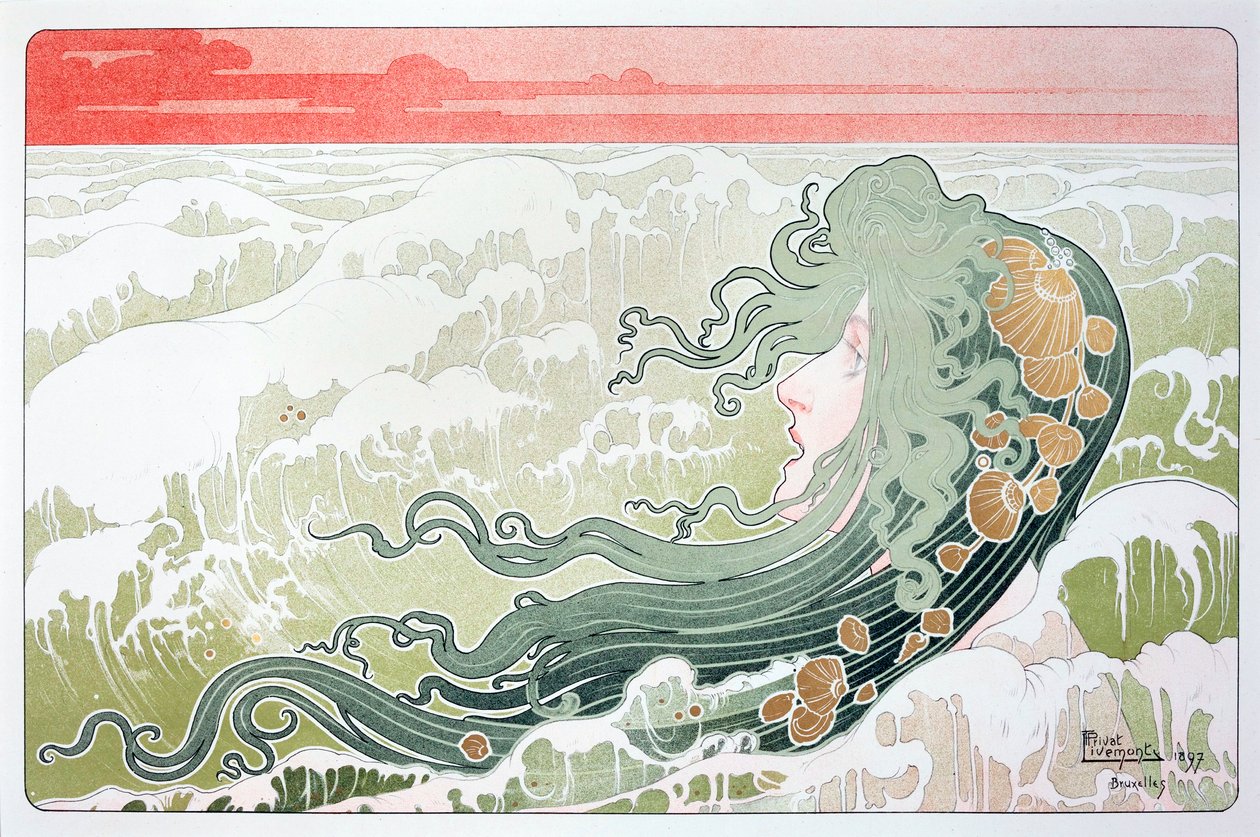 Henri Livemont 的 La Vague (The Wave) 海报 作者 亨利·安托万·西奥多·利弗蒙特