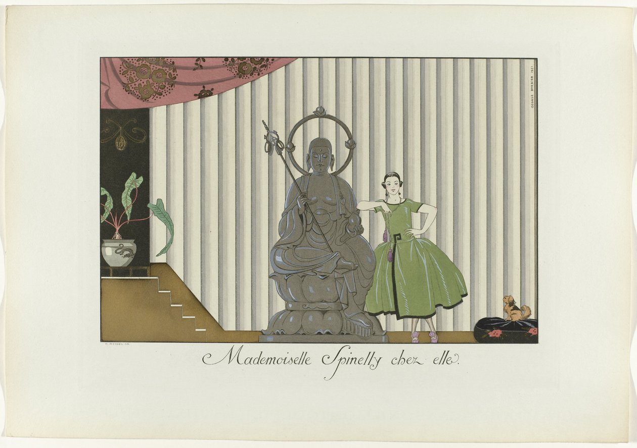 斯皮内利小姐在家(物品上的标题）
Le Bonheur du Jour ou Les Graces à la Mode（系列名称） 作者 亨利·雷德尔