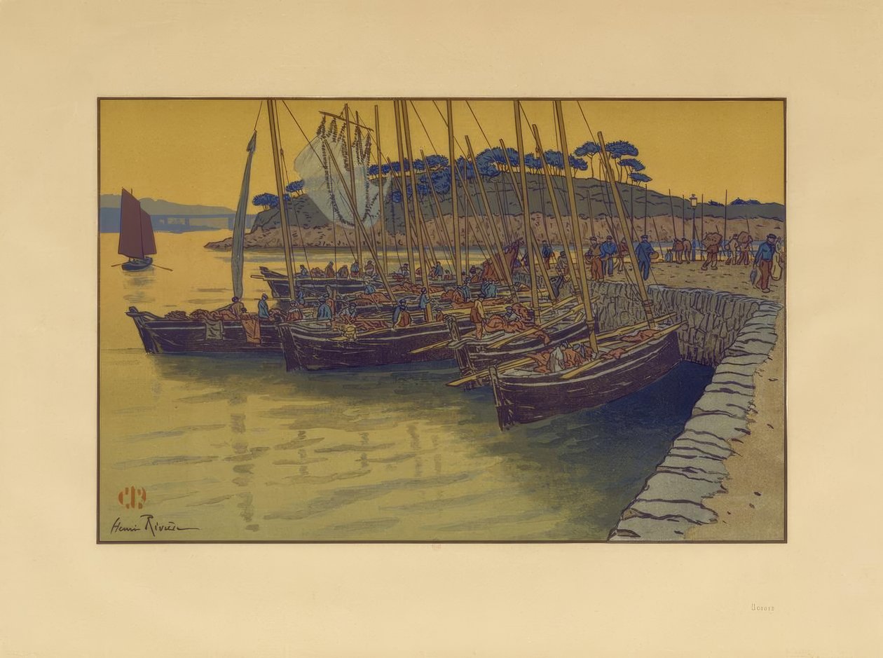 抵达特雷布勒的船只 作者 亨利·里维耶尔（Henri Riviere）