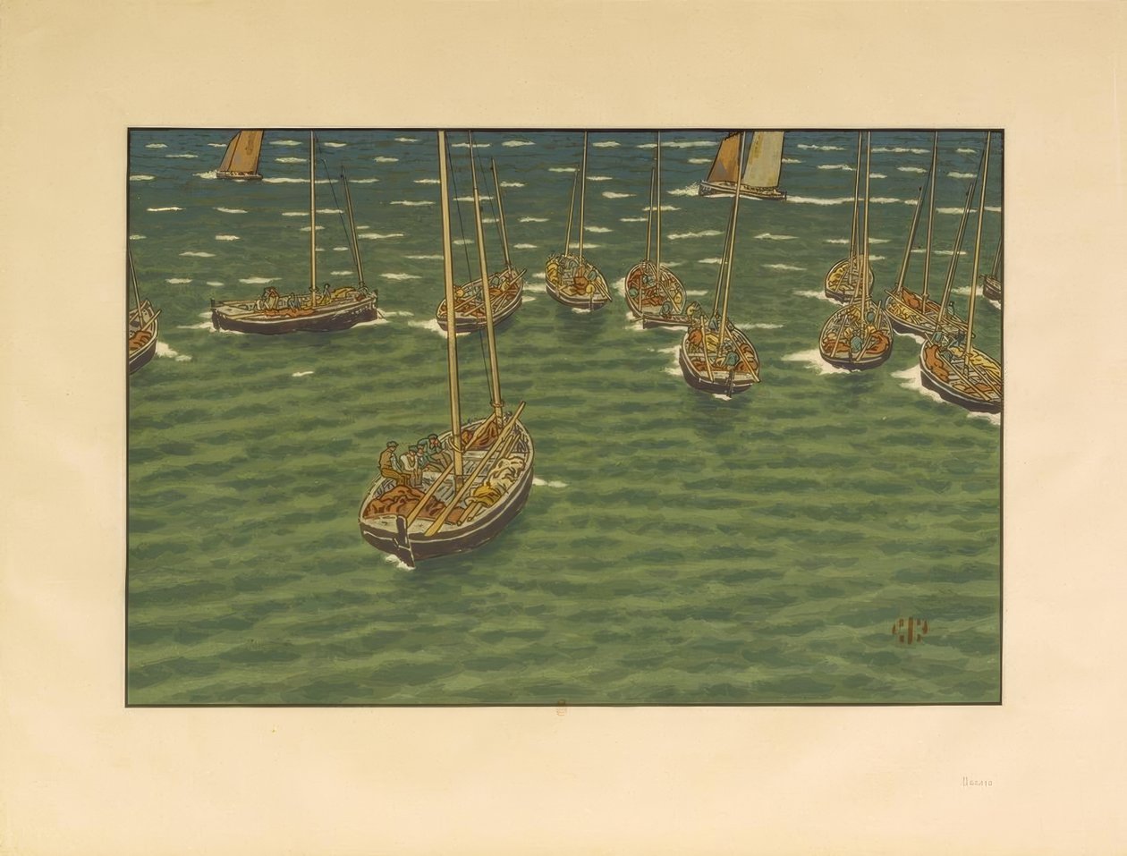 停泊在特雷布勒的船只 作者 亨利·里维耶尔（Henri Riviere）