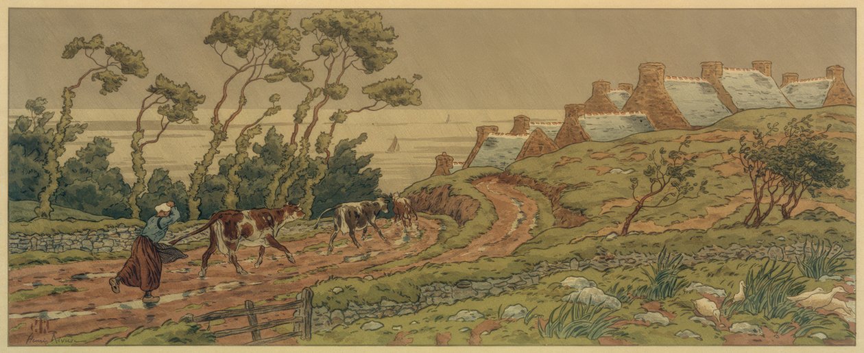倾盆大雨 作者 亨利·里维耶尔（Henri Riviere）