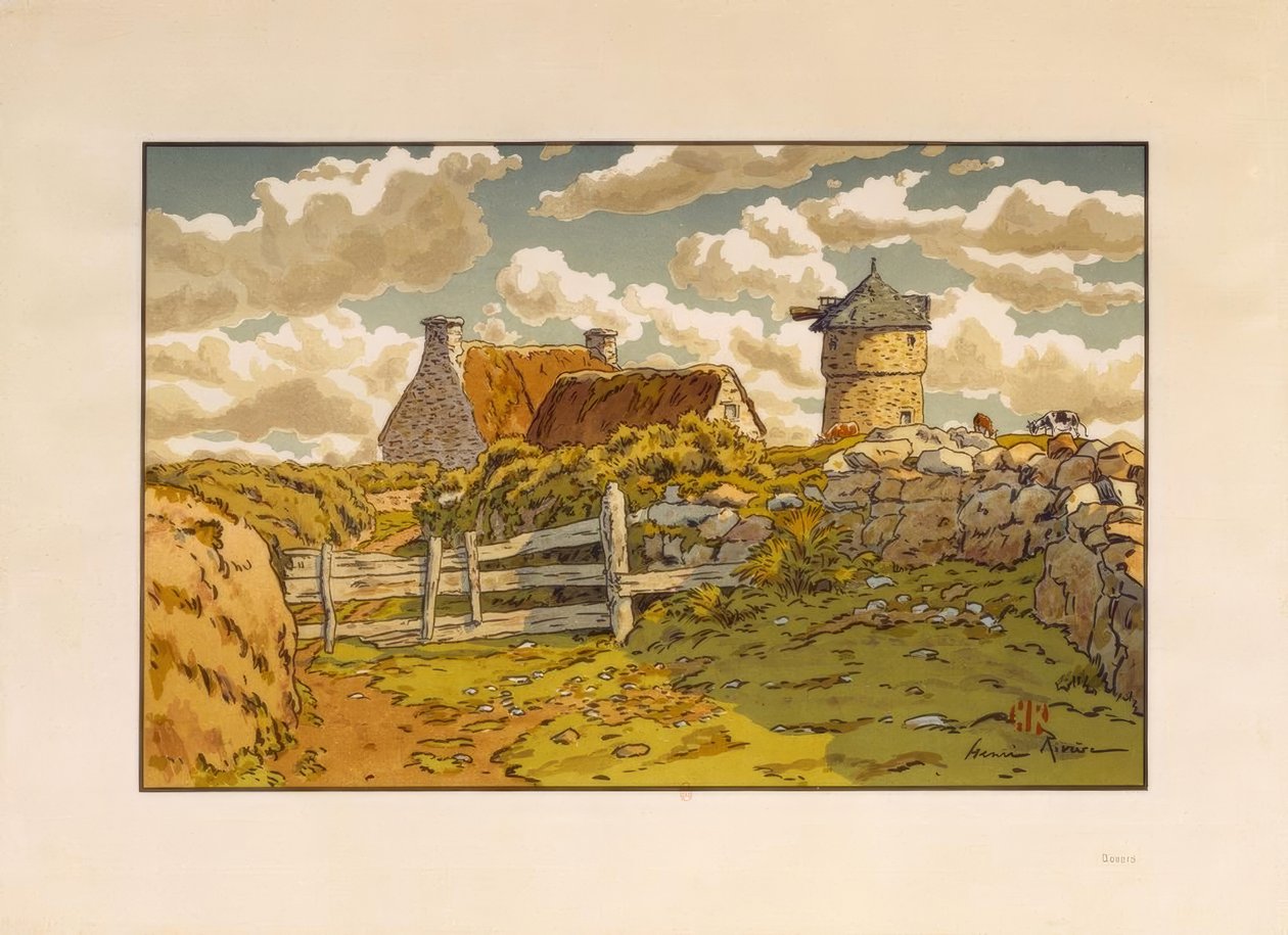 罗格维的 "小村庄"（Le Vieux moulin）。 作者 亨利·里维耶尔（Henri Riviere）