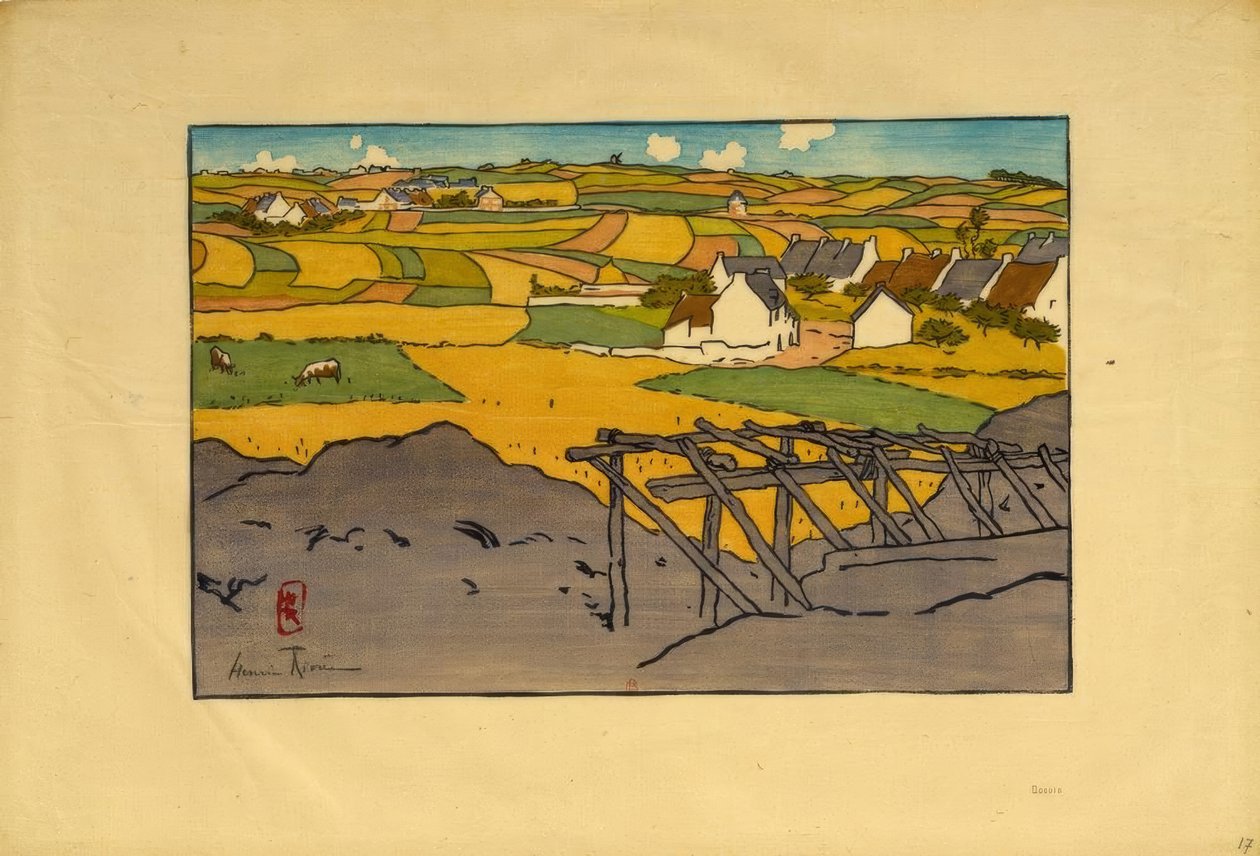 从Les Tertres（Saint-Briac）看到的La Chapelle村。 作者 亨利·里维耶尔（Henri Riviere）