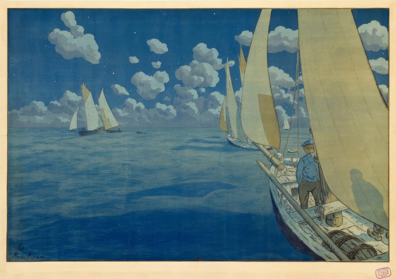 海上的夜晚 作者 亨利·里维耶尔（Henri Riviere）