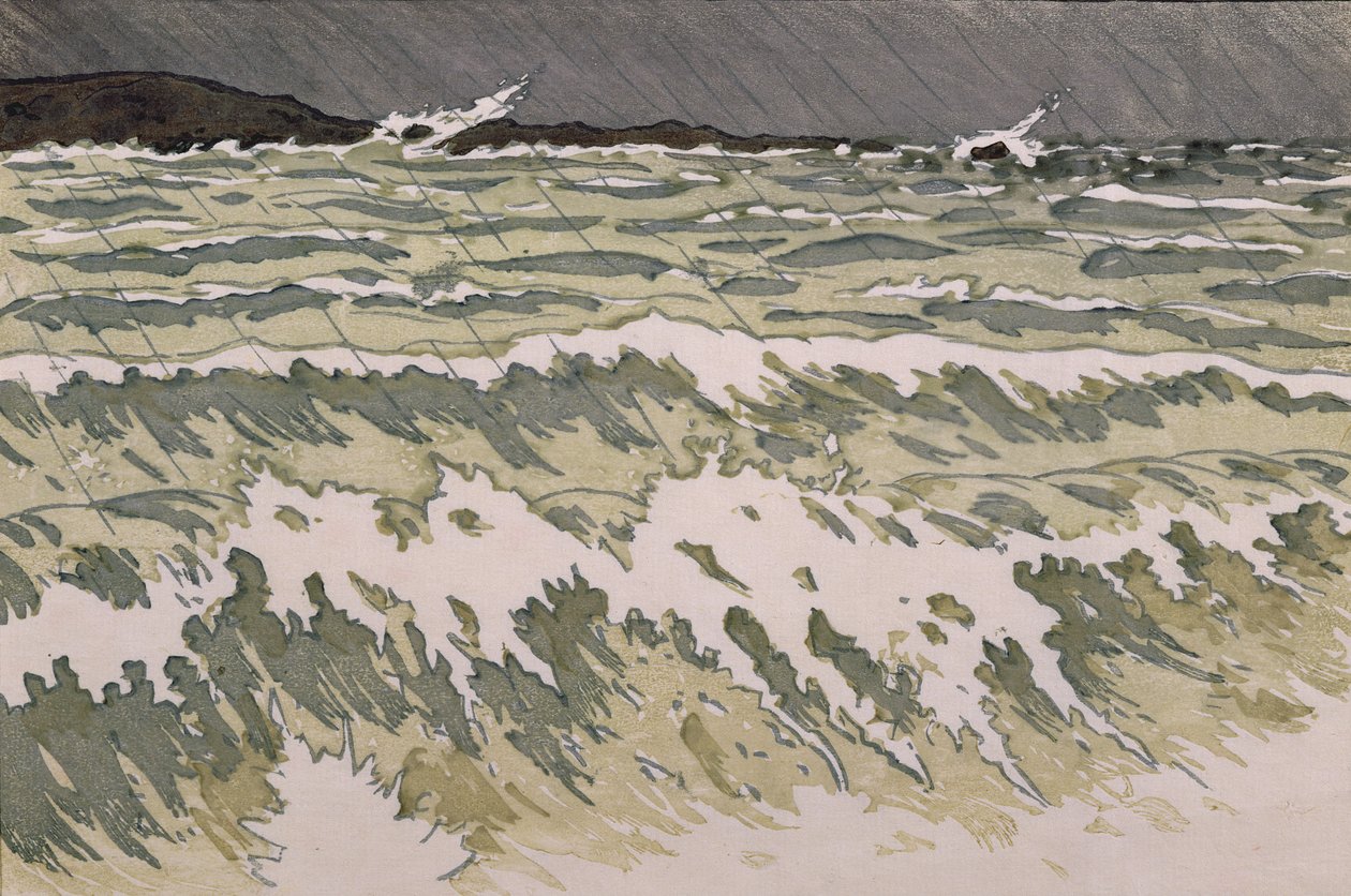 海面上的雨（纸本水彩） 作者 亨利·里维耶尔（Henri Riviere）