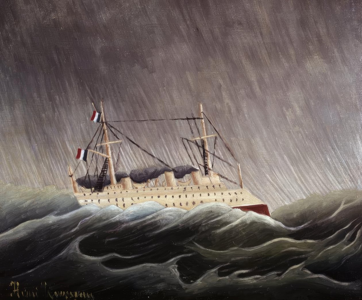 巴可·恩·tempestad。歌手：HENRI ROUSSEAU。博物馆：巴黎民族博物馆 作者 亨利·卢梭