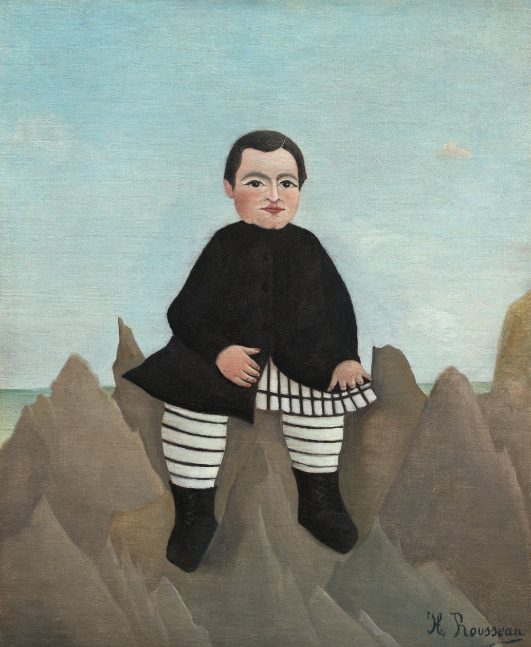 岩石上的男孩，18951897。 作者 亨利·卢梭