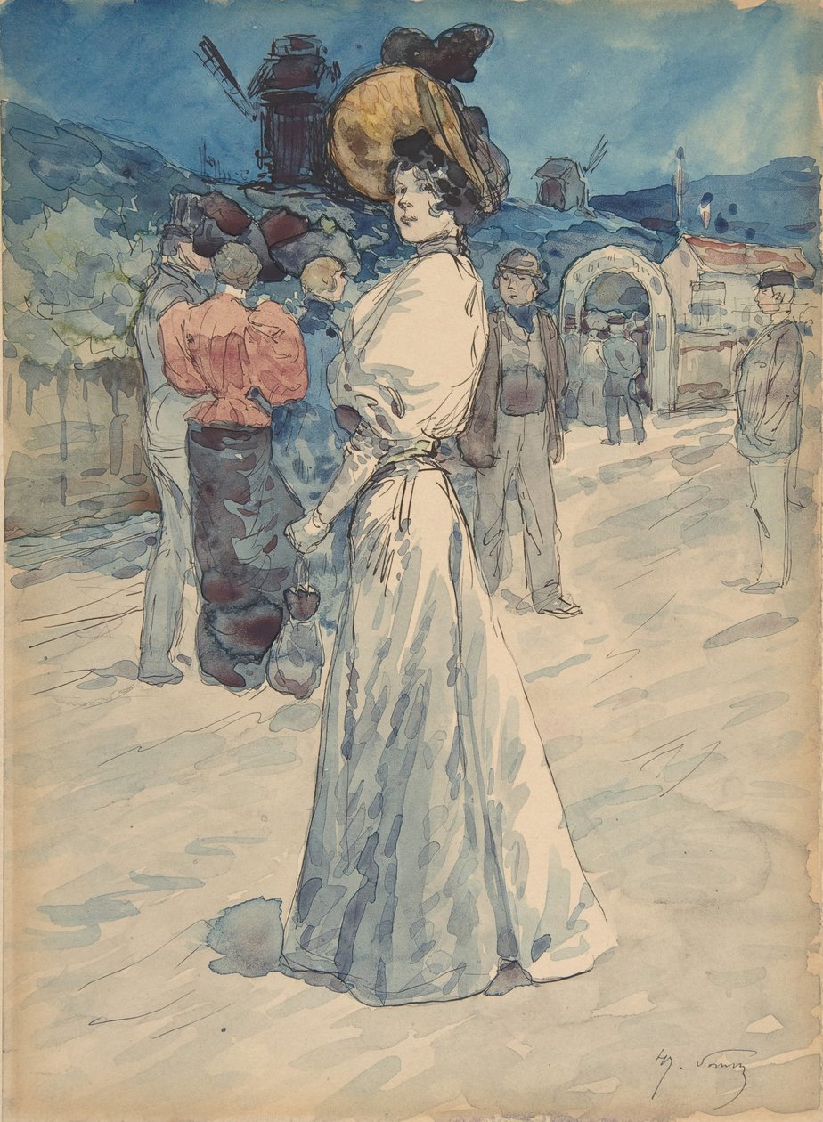 一个巴黎人在Moulin de la Galette外面，约1880-1907年。 作者 亨利·索姆