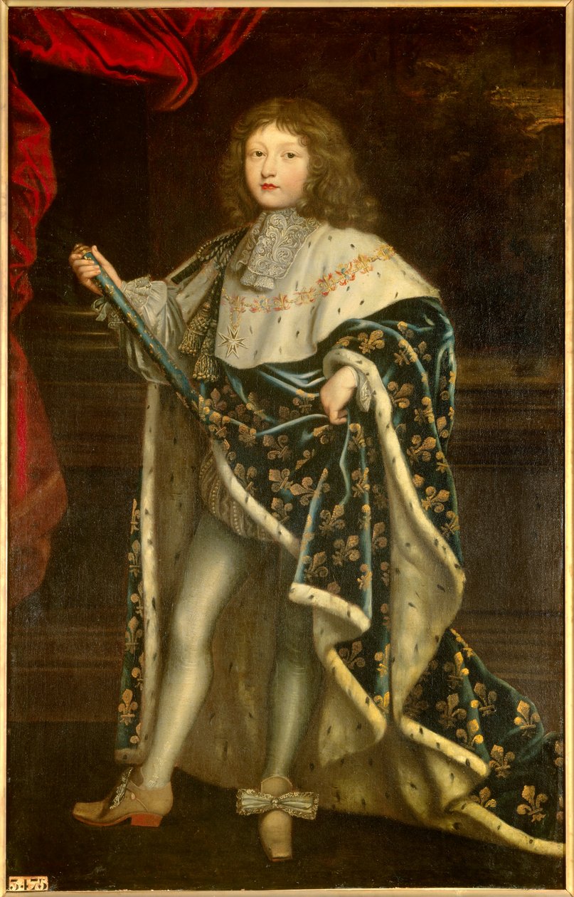 身着神圣服装的路易十四儿童（1638 - 1715）的肖像。 亨利·泰斯特林 (Henri Testelin) 的绘画 (1616 - 1695) 作者 亨利·泰特林