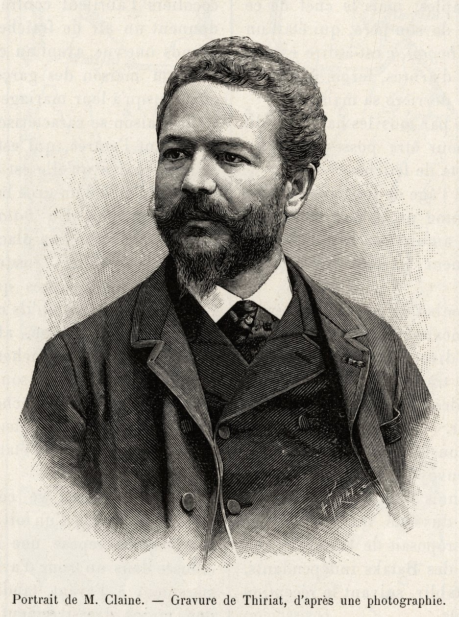 Portrait of Jules Claine (1856-1939), explorer and diplomat, author of the story. Engraving by Thiriat to illustrate the story “” one year in Malaysia””, by Jules Claine (1856-1939) 作者 亨利·提里亚特