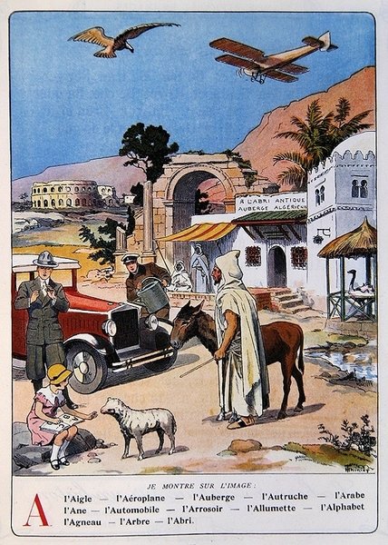 字母 "A"，选自《Mon Alphabet en Images》，约 1920-30 年（彩色石版画） 作者 亨利·蒂列特