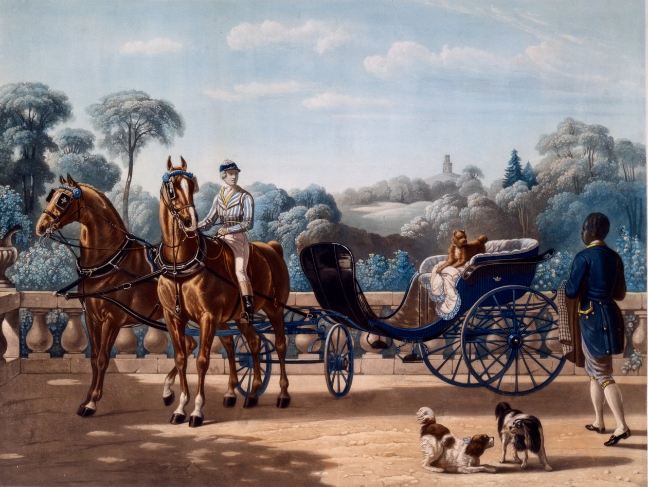 马和马车，上半场C19th 作者 亨利·达尼西·蒙佩扎特