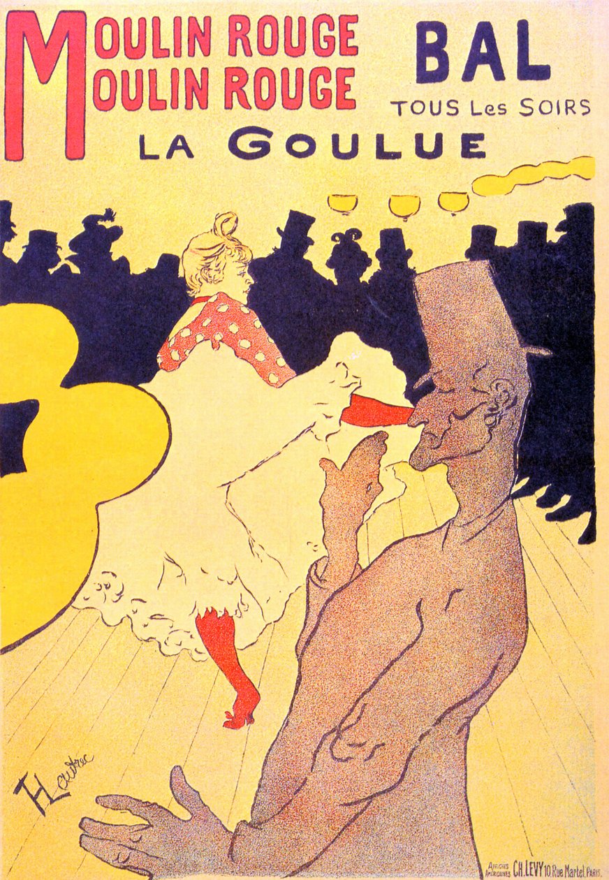 1891 年巴黎红磨坊 "La Goulue "演出海报（石版画） 作者 亨利·德·图卢兹·劳特雷克