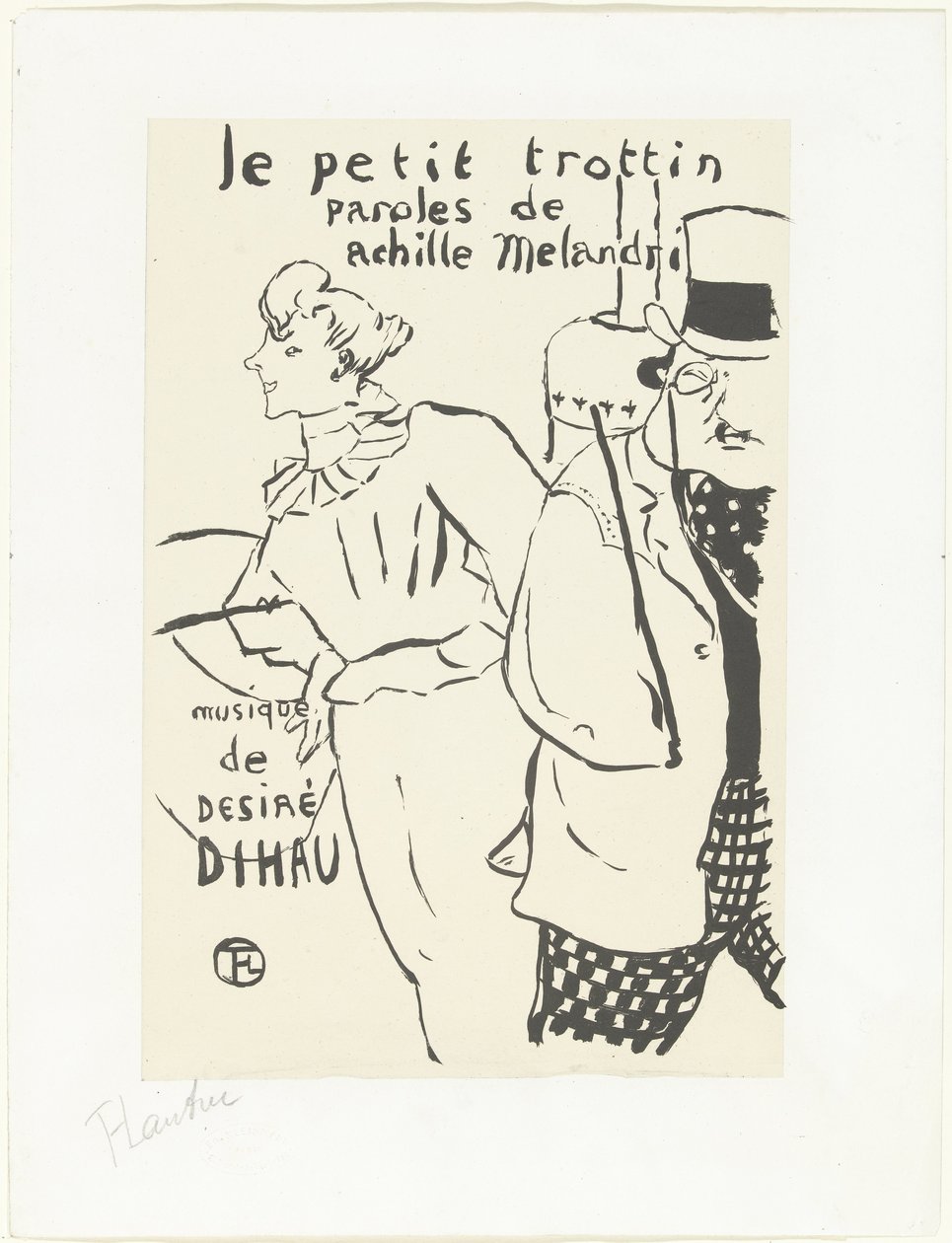 作为跑步者的女人和戴帽子的男人 小三人组 作者 Henri de Toulouse Lautrec（艺术家签名）