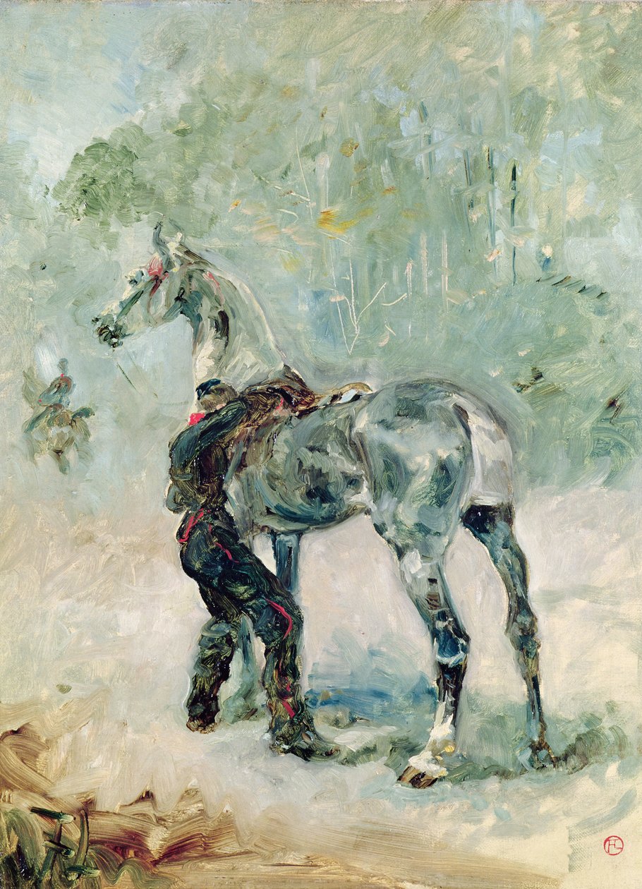 炮兵骑马他的马，1879年 作者 亨利·德·图卢兹·劳特雷克