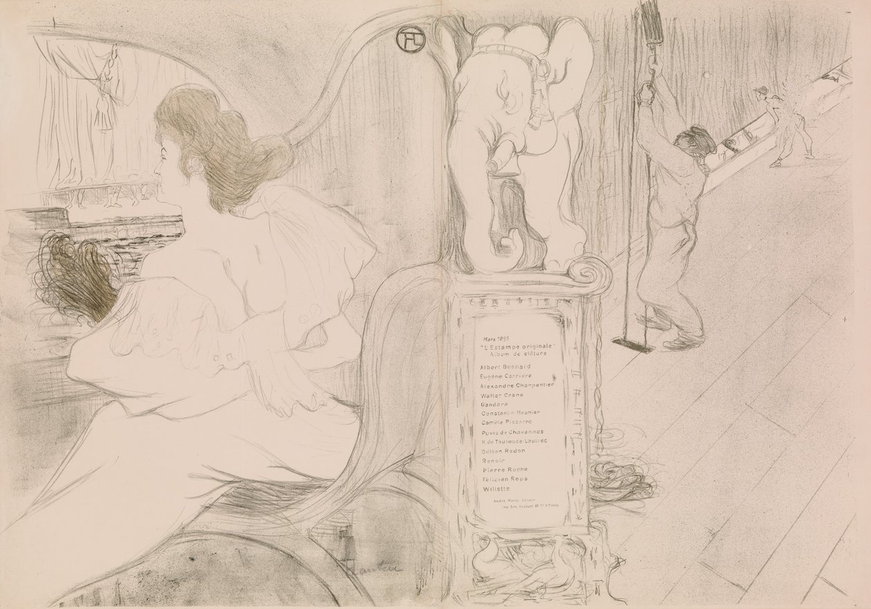在幕后Au rideau, 1895., 1895. 作者 亨利·德·图卢兹·劳特雷克