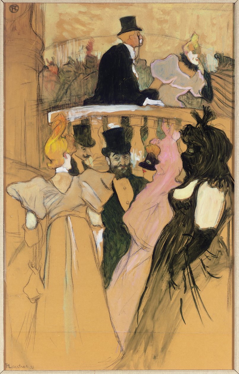 在歌剧舞会上； Au bal de l&39;opera，1893年 作者 亨利·德·图卢兹·劳特雷克