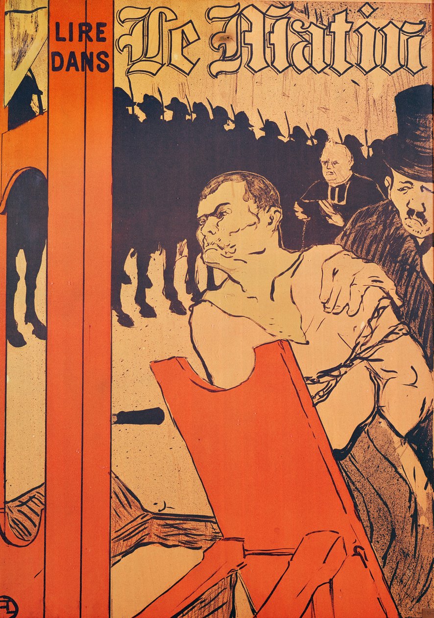 在绞架的脚下，1893年的“Le Matin”广告（彩色石版画） 作者 亨利·德·图卢兹·劳特雷克