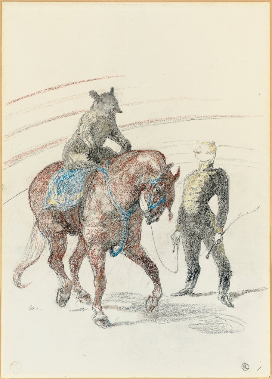 Au Cirque：熊在面板上的作品，1899年 作者 亨利·德·图卢兹·劳特雷克