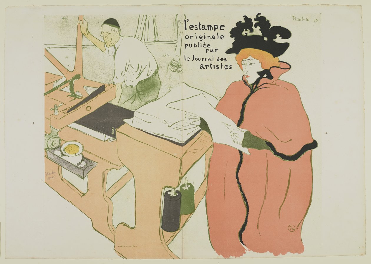 原始邮票封面，1893年（编织纸上的彩色平版印刷） 作者 亨利·德·图卢兹·劳特雷克