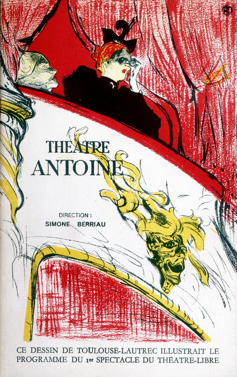 1956年，由西蒙妮·贝里奥（Simone Berriau）执导的安托万剧院的节目封面。图卢兹·劳特雷克（Toulouse Lautrec）摄 作者 亨利·德·图卢兹·劳特雷克