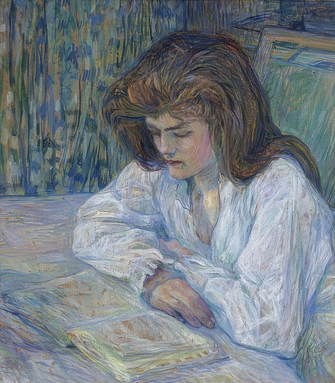 莱森德（La Liseuse）。 1889年 作者 亨利·德·图卢兹·劳特雷克