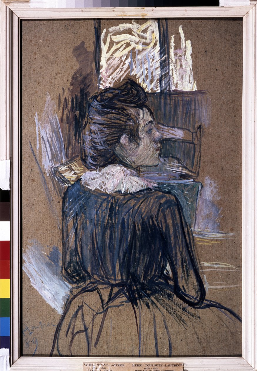 窗边的女人亨利-德-图卢兹-劳特累克（Toulouse Lautrec）的绘画作品 作者 亨利·德·图卢兹·劳特雷克