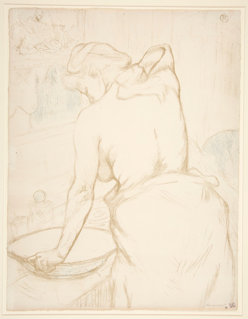Femme qui se lave, la toilette（女人在盥洗室梳洗），选自 Elles 系列 作者 亨利·德·图卢兹·劳特雷克