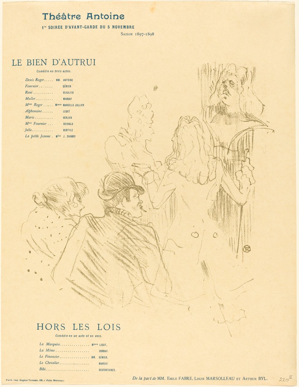 向莫里哀致敬 向莫里哀致敬》，1897年。 作者 亨利·德·图卢兹·劳特雷克