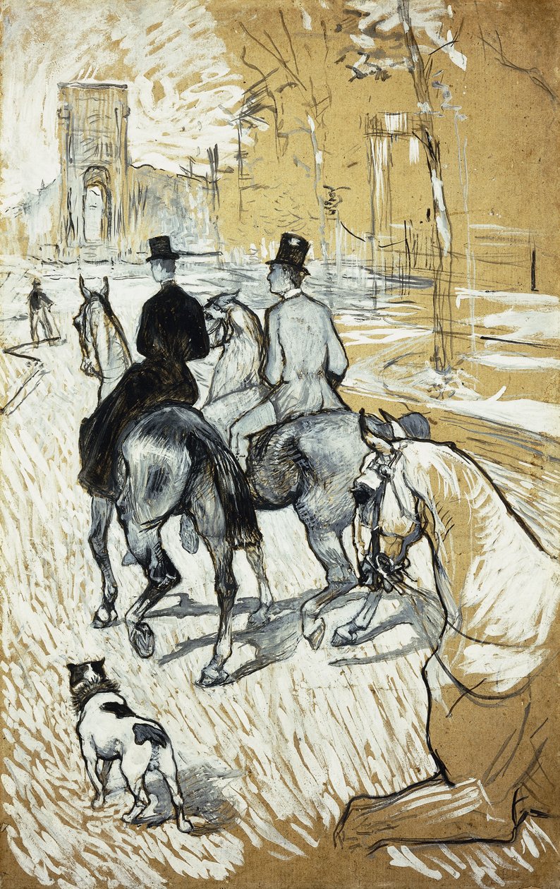 骑马前往Bois de Boulogne；骑兵去博洛涅瓦，1888年 作者 亨利·德·图卢兹·劳特雷克
