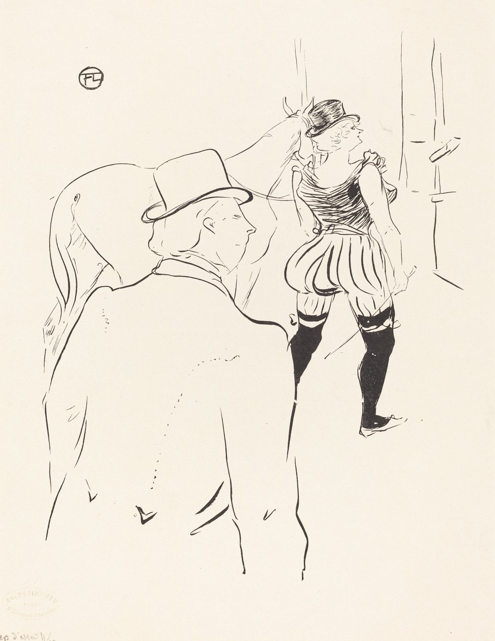 在Folies-Bergere的翅膀上：罗娜-巴里森夫人与她的经理和丈夫，1895年。 作者 亨利·德·图卢兹·劳特雷克