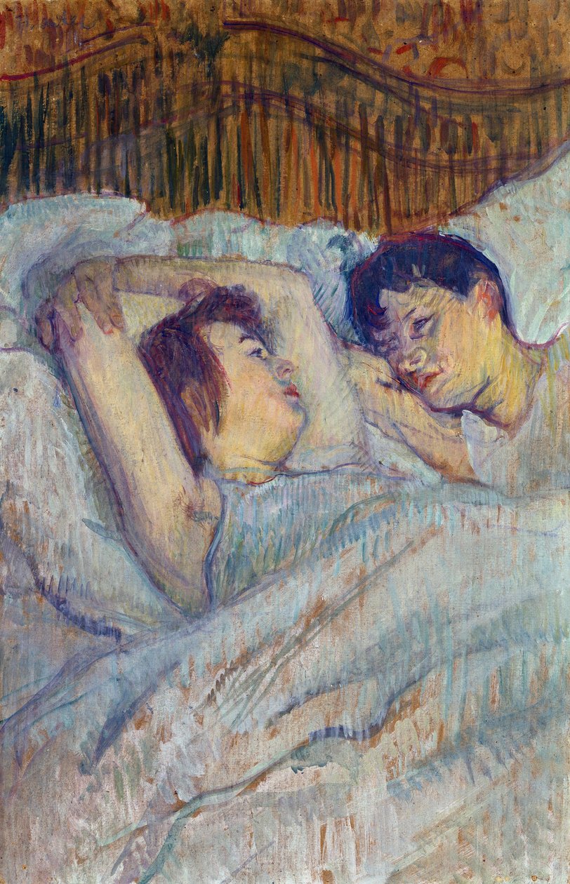 In the bed par Toulouse-Lautrec, Henri, de (1864-1901). Oil on cardboard 作者 亨利·德·图卢兹·劳特雷克