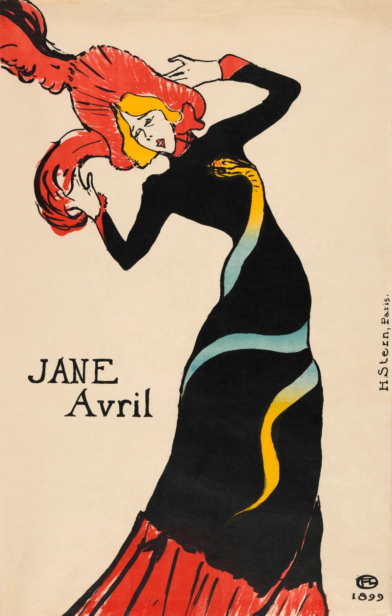 Jane Avril海报由Henri de Toulouse-Lautrec撰写 作者 亨利·德·图卢兹·劳特雷克