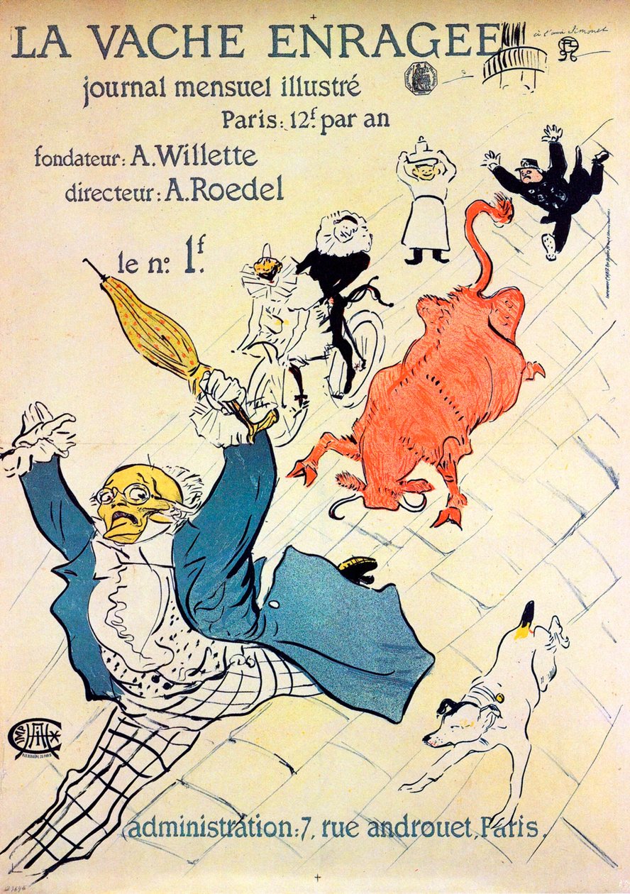 愤怒的牛，1896年。 作者 亨利·德·图卢兹·劳特雷克