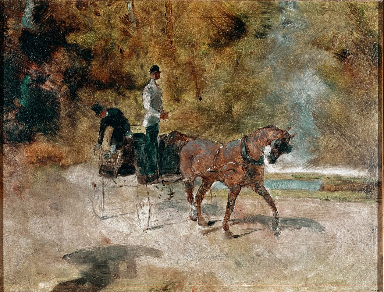 La 马车 绘画 作者 Henri de Toulouse-Lautrec (Toulouse Lautrec 作者 亨利·德·图卢兹·劳特雷克