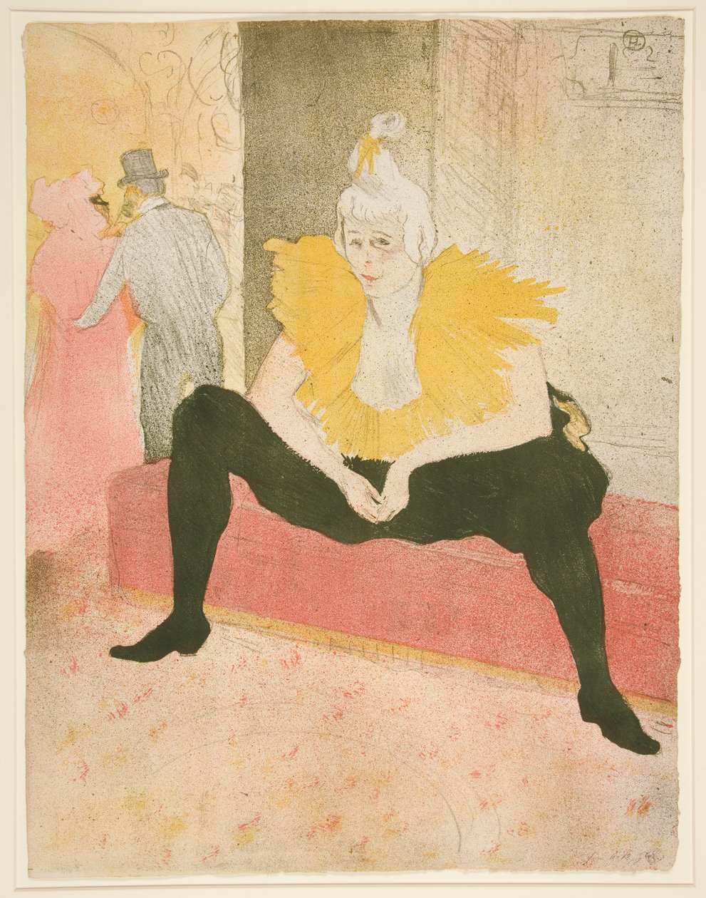 La clownesse assise, Mademoiselle Cha-u-Kao（《坐着的女丑，Cha-u-Kao 小姐》），选自《Elles》系列 作者 亨利·德·图卢兹·劳特雷克