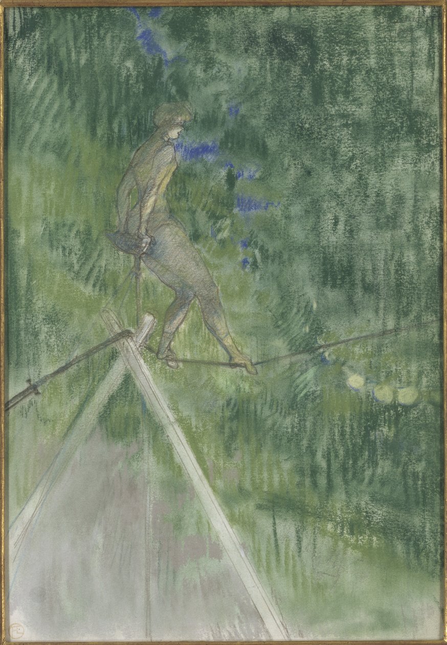 La danseuse de corde (funambule) - The Rope Dancer, by Toulouse Lautrec, Henri, de (1864-1901).纸上粉笔画。尺寸：47x32厘米。斯德哥尔摩国家博物馆 作者 亨利·德·图卢兹·劳特雷克