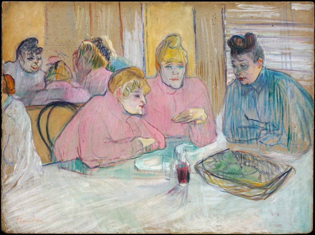 Les Dames dans la salle a manger - Les Dames dans la salle a manger - The Ladies in the Dining Room - Toulouse-Lautrec, Henri, de (1864-1901) - 1893-1894 - Oil on cardboard - 60,2x80,7 - Szepmuveszeti Muzeum, Budapest, Hungary 作者 亨利·德·图卢兹·劳特雷克