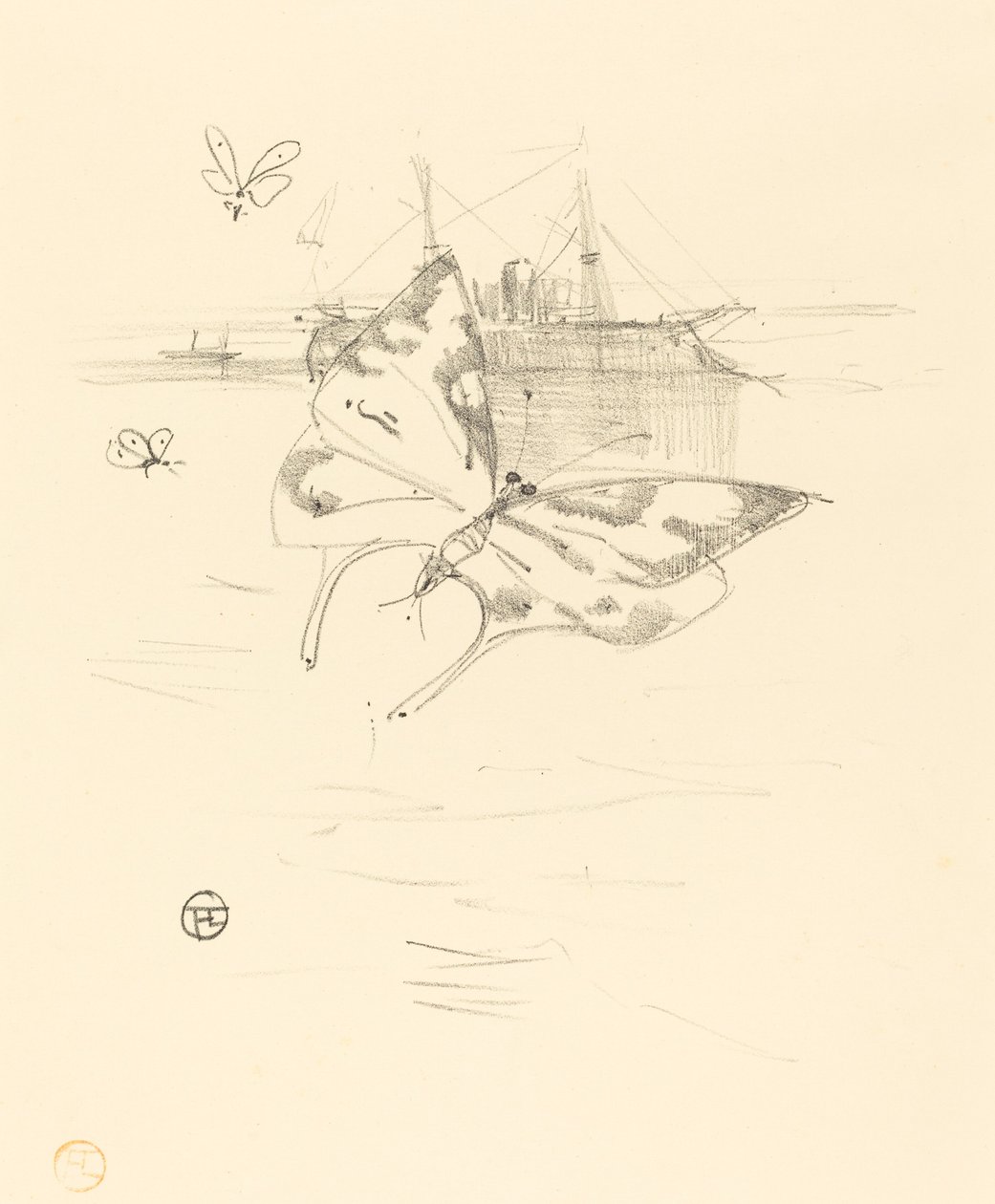 蝴蝶，1895年。 作者 亨利·德·图卢兹·劳特雷克