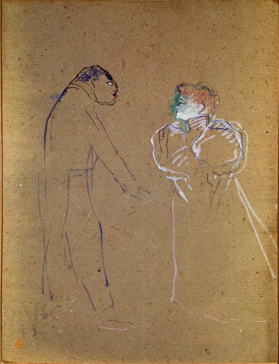 Lucien Germain Guitry (1860-1925) 和 Jeanne Granier。 亨利·德·图卢兹-劳特累克 (Toulouse Lautrec 作者 亨利·德·图卢兹·劳特雷克
