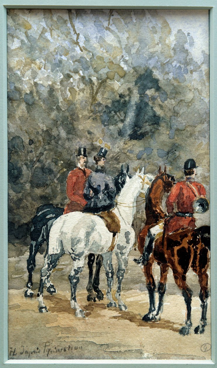 亨利-德-图卢兹-劳特累克(1864-1901)1878年在阿尔比的水彩画《狩猎骑手的聚会》。图卢兹-劳特累克博物馆 作者 亨利·德·图卢兹·劳特雷克