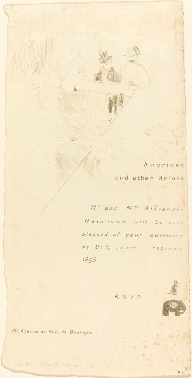 亚历山大-纳坦松先生和夫人的邀请函，1895年。 作者 亨利·德·图卢兹·劳特雷克