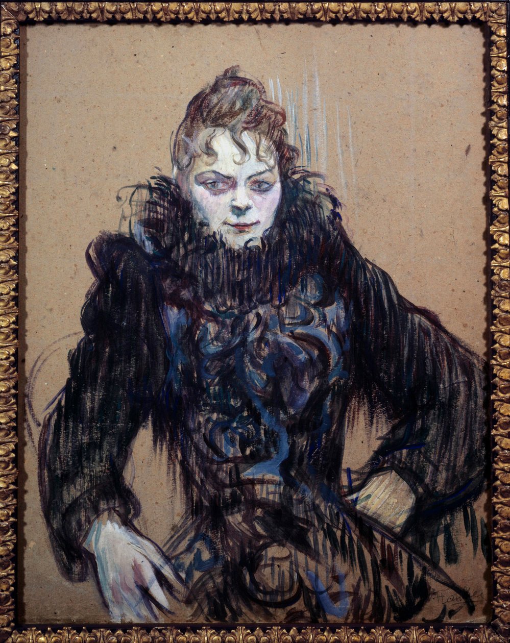 亨利·德·图卢兹·劳特累克 (Henri de Toulouse Lautrec，1864-1901 年) 画的黑蟒蛇中的女人肖像 作者 亨利·德·图卢兹·劳特雷克