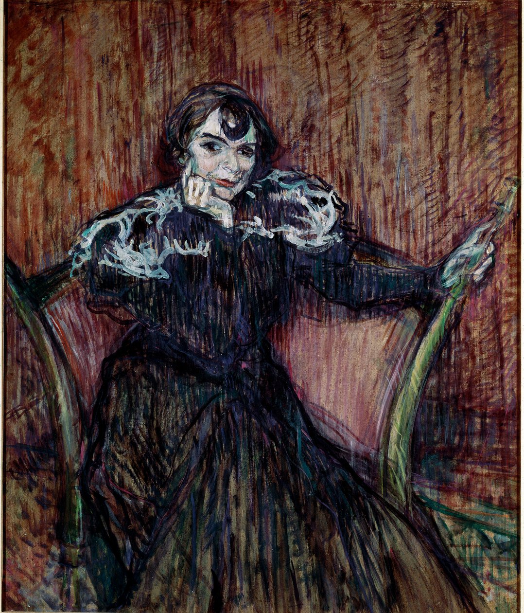 女演员贝尔特·巴迪的肖像。 亨利·德·图卢兹-劳特累克 (Toulouse Lautrec 作者 亨利·德·图卢兹·劳特雷克