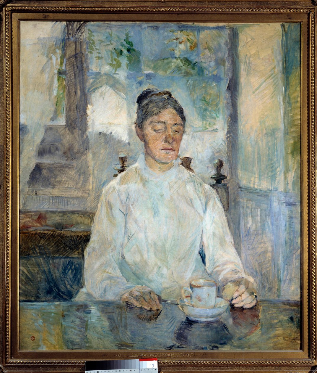 图卢兹劳特累克伯爵夫人吃早餐的肖像 Henri de Toulouse Lautrec (1864-1901) 1881 年 0,93x0,81 m 阿尔比，博物馆图卢兹劳特累克 作者 亨利·德·图卢兹·劳特雷克