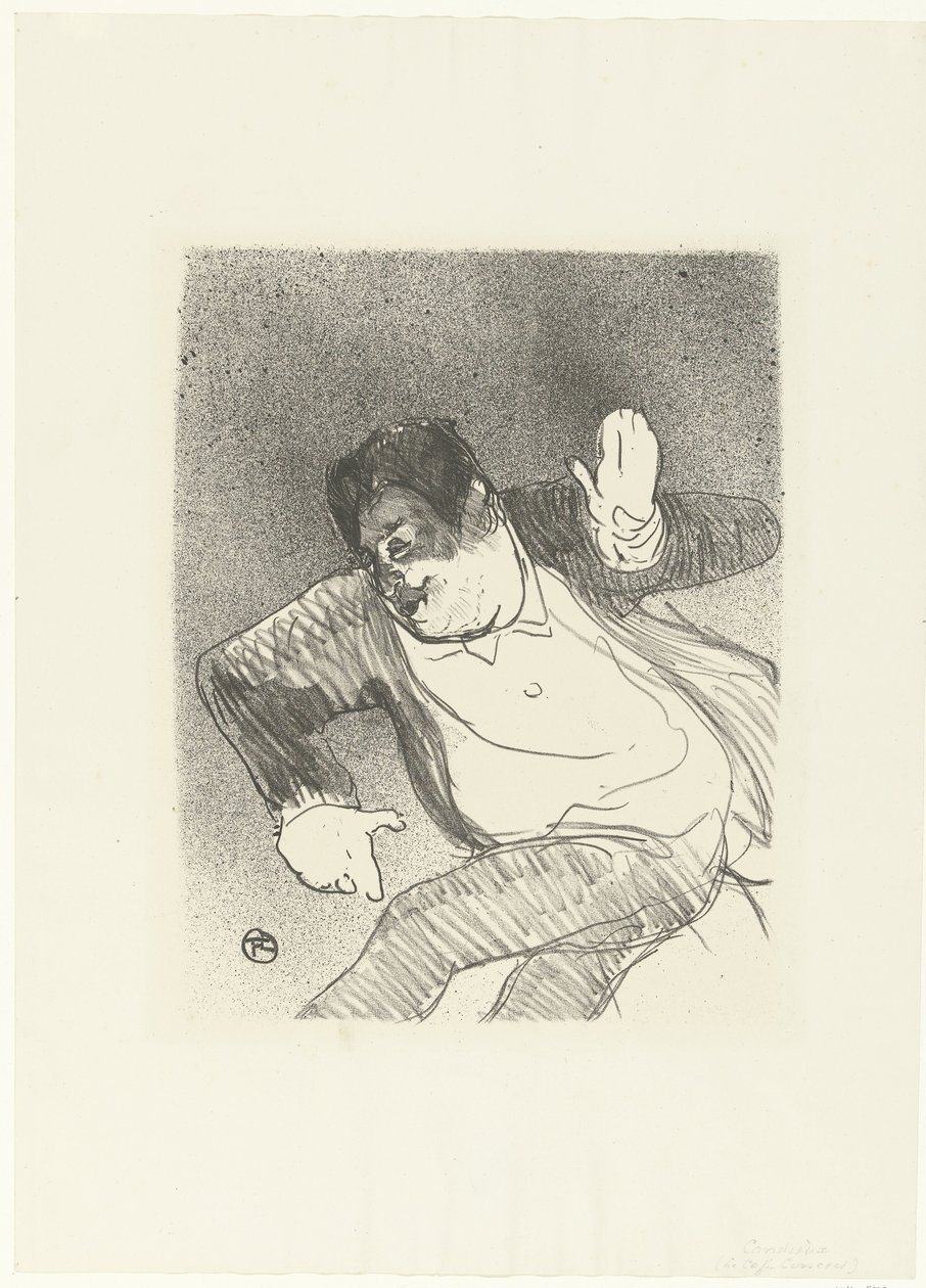 Portret van komiek Caudieux dansend 在 小赌场 考迪厄小赌场 Le Cafe音乐会（系列名称） 作者 亨利·德·图卢兹·劳特雷克